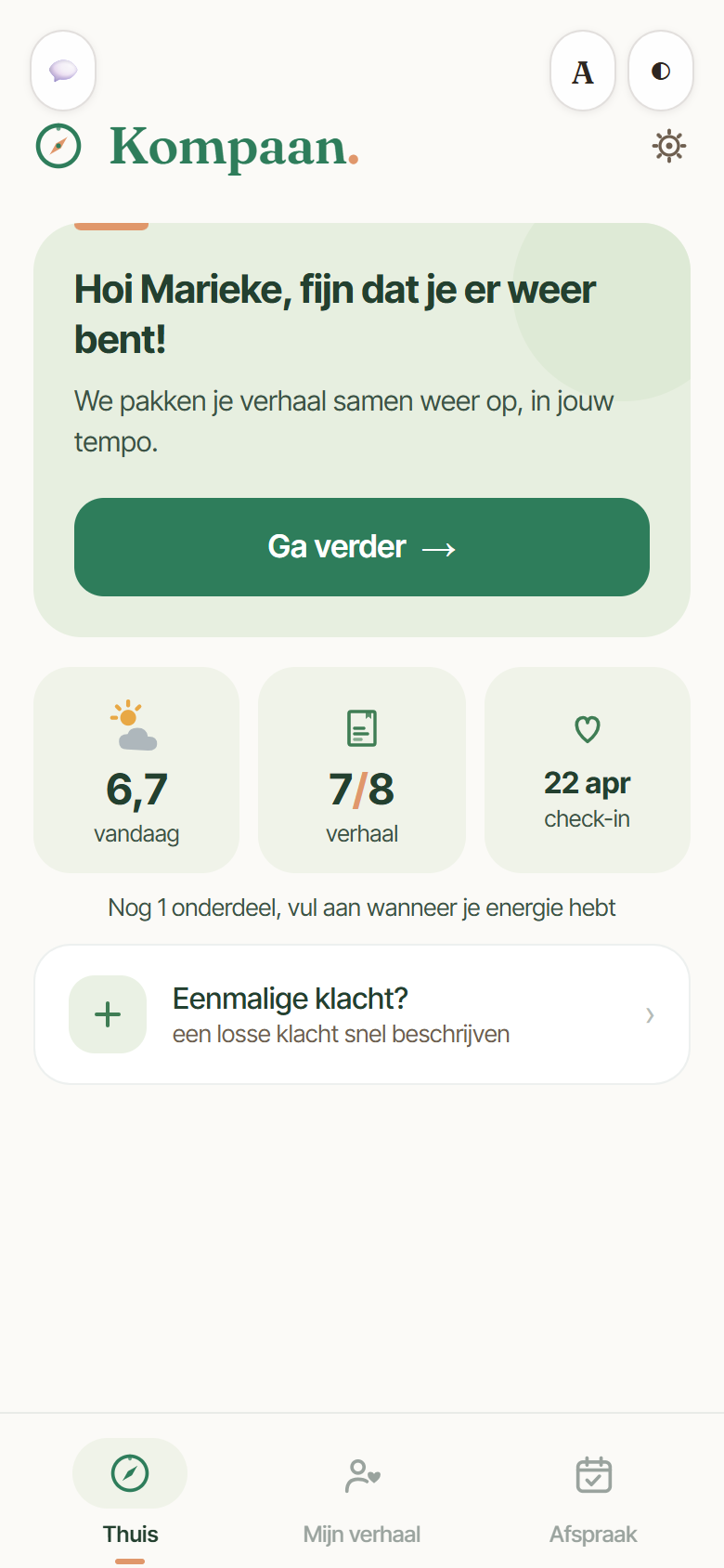 De Kompaan-app op een telefoon