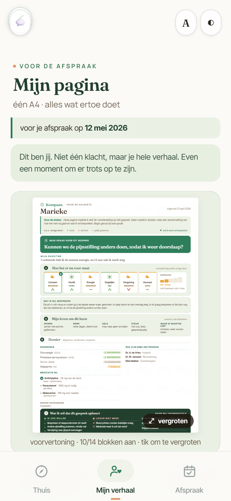 Het welzijnspaspoort als een overzichtelijke pagina